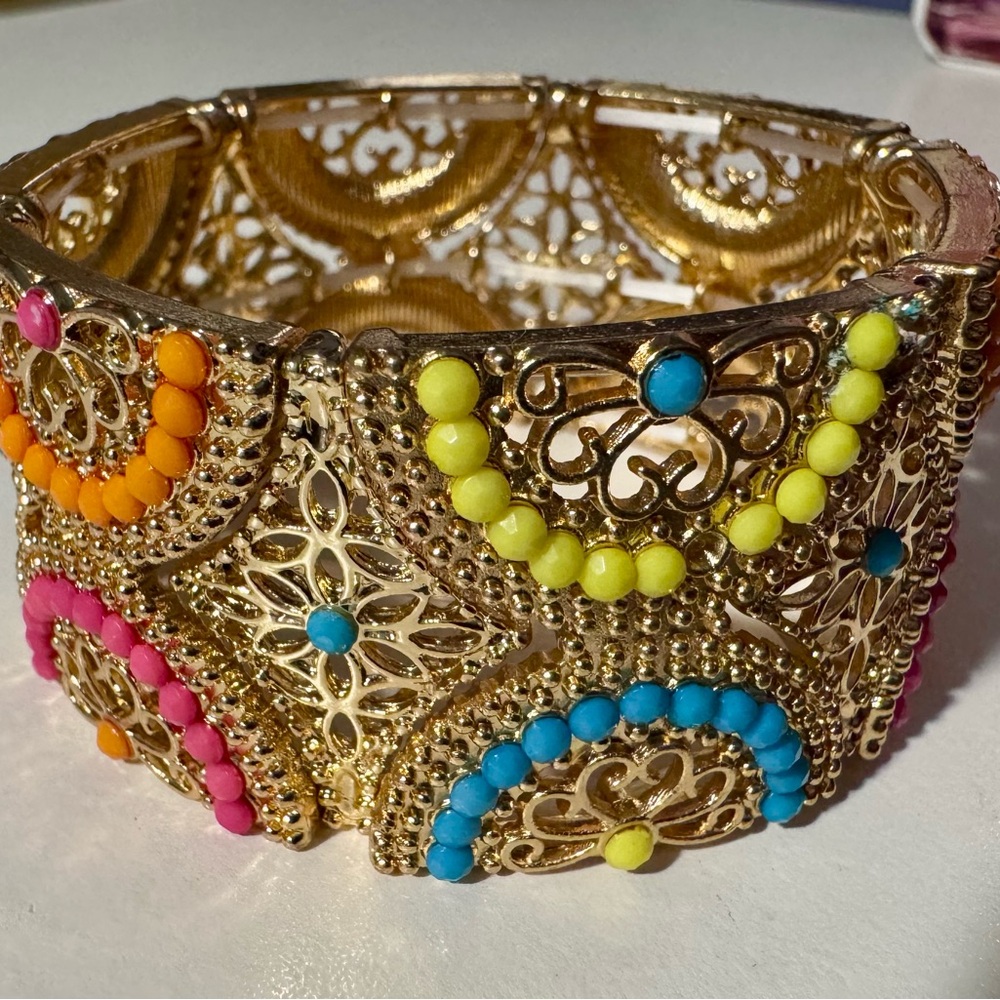 Colorful Beaded Gold Bracelet